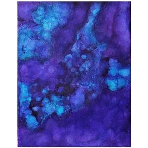 Hand Crafted Purple and Turquoise Abstract Design 11x14 Inches Canvas Painting